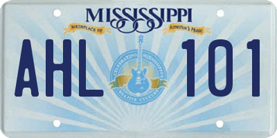 MS license plate AHL101