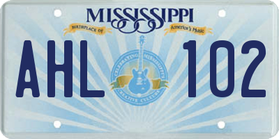 MS license plate AHL102