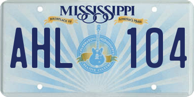 MS license plate AHL104