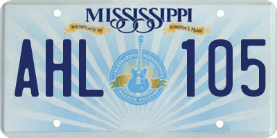 MS license plate AHL105