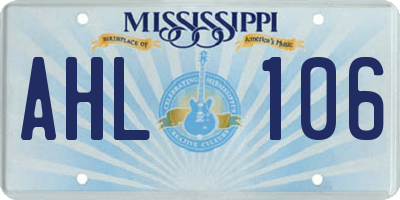 MS license plate AHL106