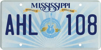 MS license plate AHL108