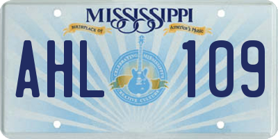 MS license plate AHL109