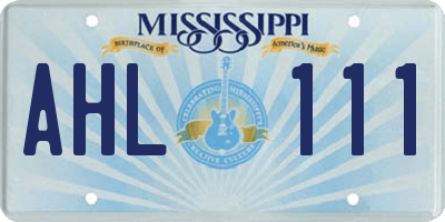 MS license plate AHL111