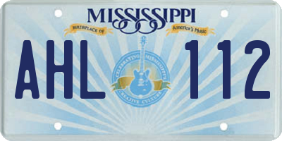 MS license plate AHL112