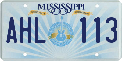 MS license plate AHL113