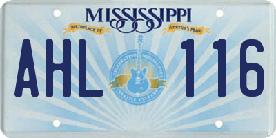 MS license plate AHL116