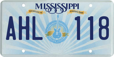 MS license plate AHL118
