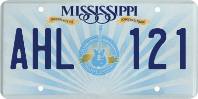 MS license plate AHL121