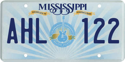MS license plate AHL122