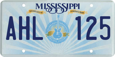 MS license plate AHL125
