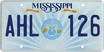 MS license plate AHL126