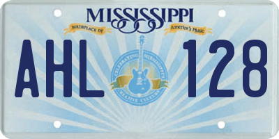MS license plate AHL128