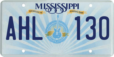 MS license plate AHL130
