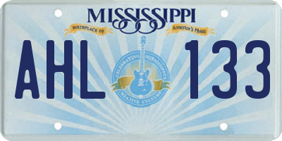 MS license plate AHL133