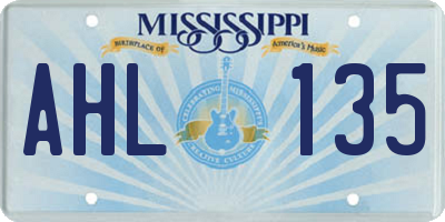 MS license plate AHL135