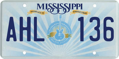 MS license plate AHL136