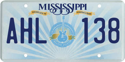 MS license plate AHL138