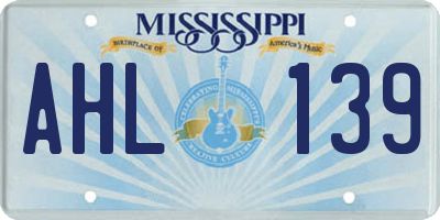 MS license plate AHL139