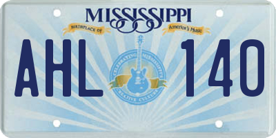 MS license plate AHL140