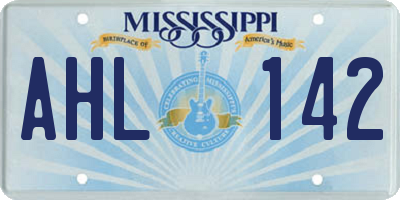 MS license plate AHL142