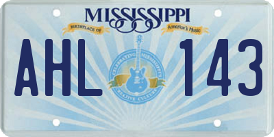 MS license plate AHL143