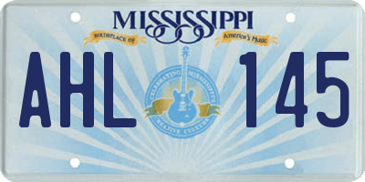 MS license plate AHL145