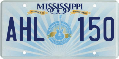 MS license plate AHL150