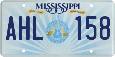 MS license plate AHL158