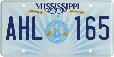 MS license plate AHL165