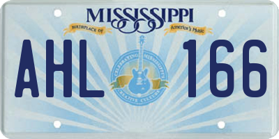 MS license plate AHL166