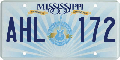 MS license plate AHL172