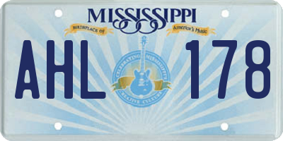MS license plate AHL178