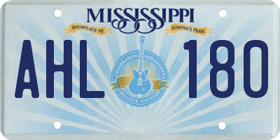 MS license plate AHL180