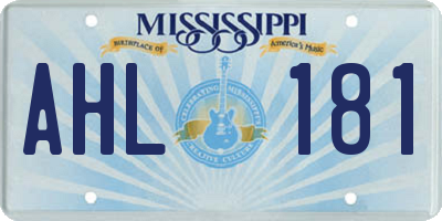 MS license plate AHL181