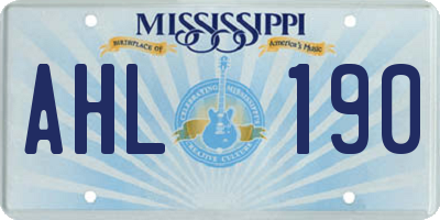 MS license plate AHL190