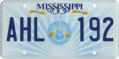 MS license plate AHL192