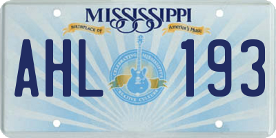 MS license plate AHL193