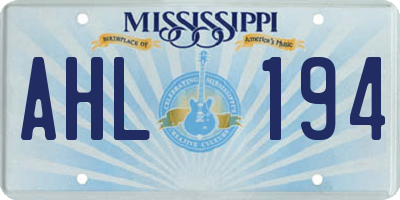 MS license plate AHL194