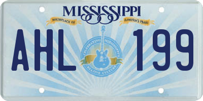 MS license plate AHL199