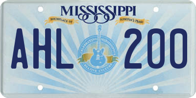 MS license plate AHL200