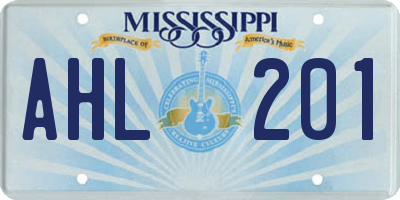 MS license plate AHL201