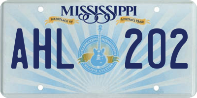 MS license plate AHL202