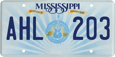MS license plate AHL203