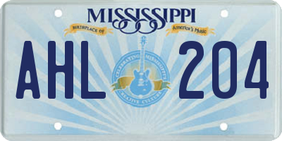 MS license plate AHL204