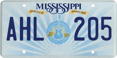 MS license plate AHL205