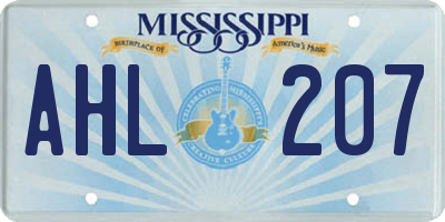 MS license plate AHL207