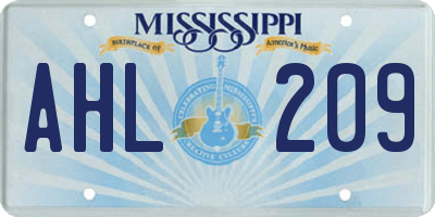 MS license plate AHL209