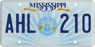 MS license plate AHL210