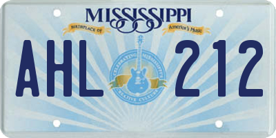 MS license plate AHL212